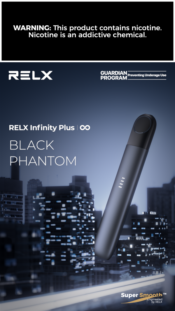 Relx Infinity + 5th Gen Device Vape - Black Phantom (Black) Color